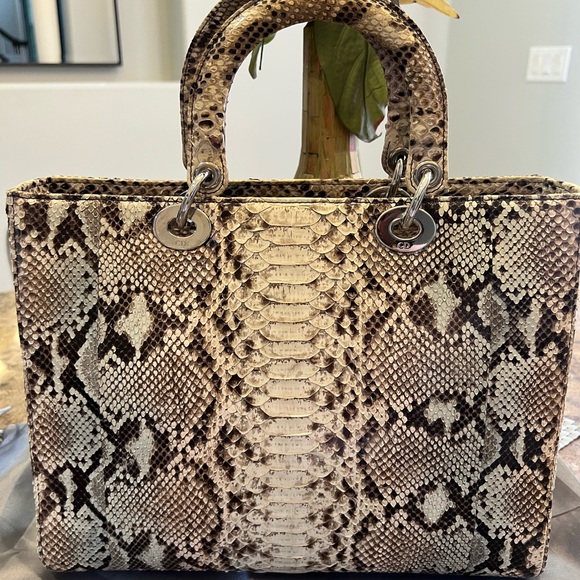 Large Python Lady Dior bag - Picture 2 of 14